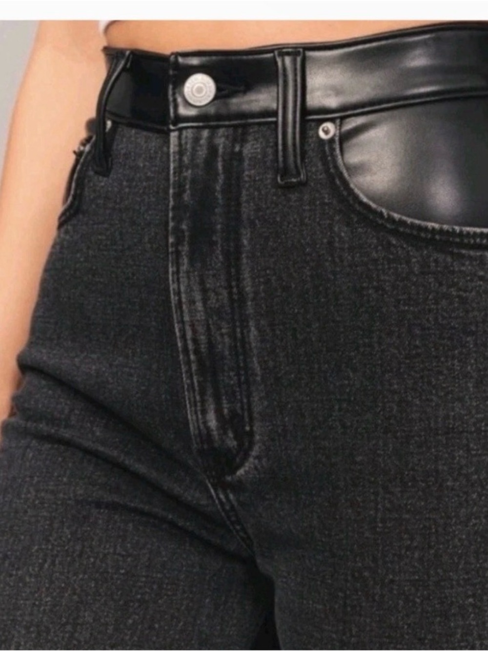 Abercrombie & Fitch Women's High-Rise Black Coated Trim Jeans